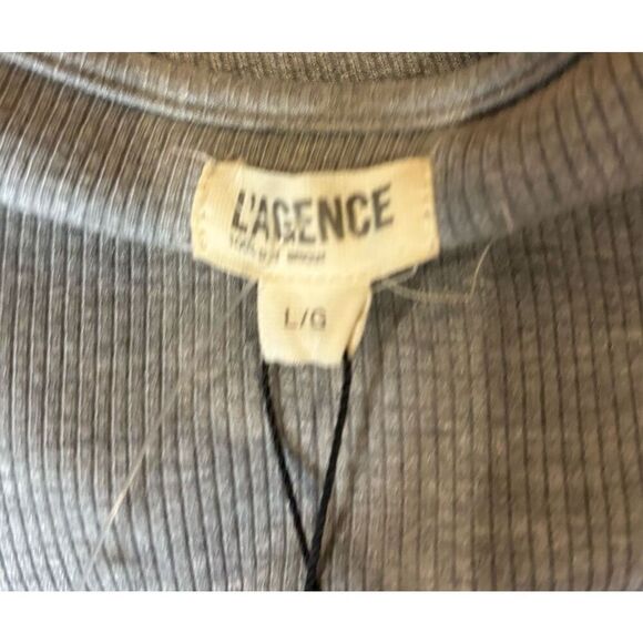 L’Agence Winona Ribbed Knit Long Sleeve Bodysuit in Heather Grey NWY Size Large - Picture 5 of 7